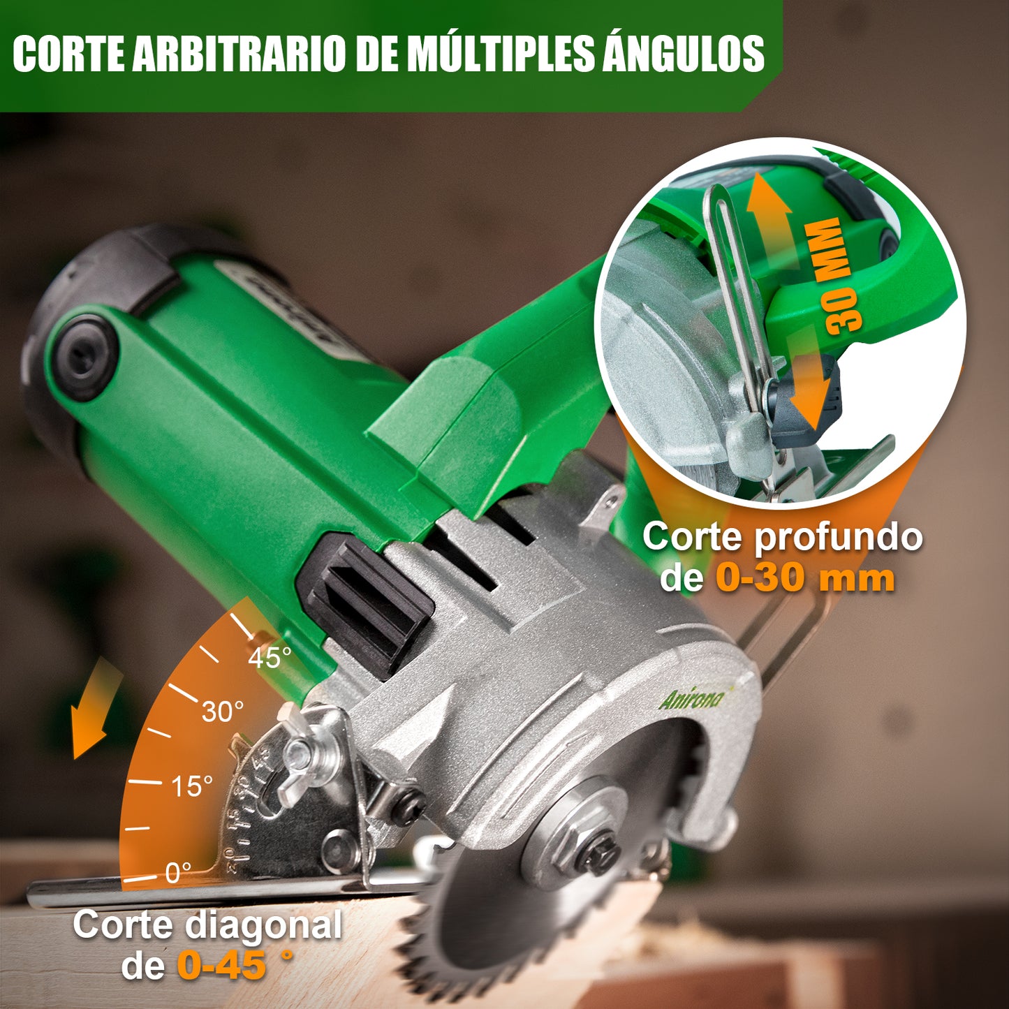 Sierra Circular Eléctrica Ranuradora Concreto Anirona 1600w CS91106