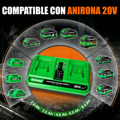 Cargador Doble Rápido 4a Para Baterías Ion Litio 20v Anirona CG20-4AD