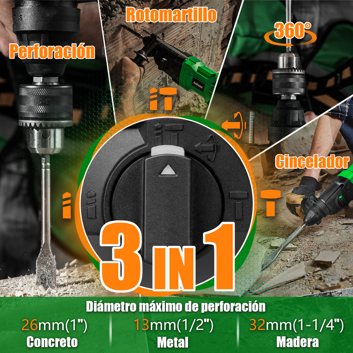 Rotomartillo Perforador Cincelador Sds 850w Anirona ARH26D