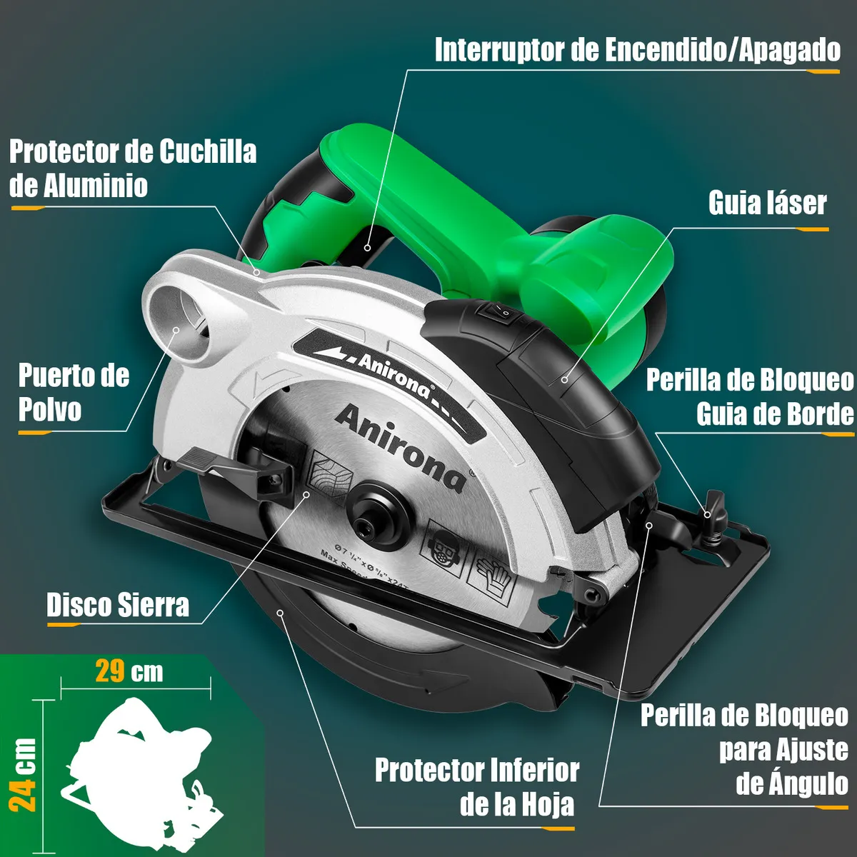 ANIRONA 7-1/4" Circular Saw CS612A Pro 1600W 60Hz