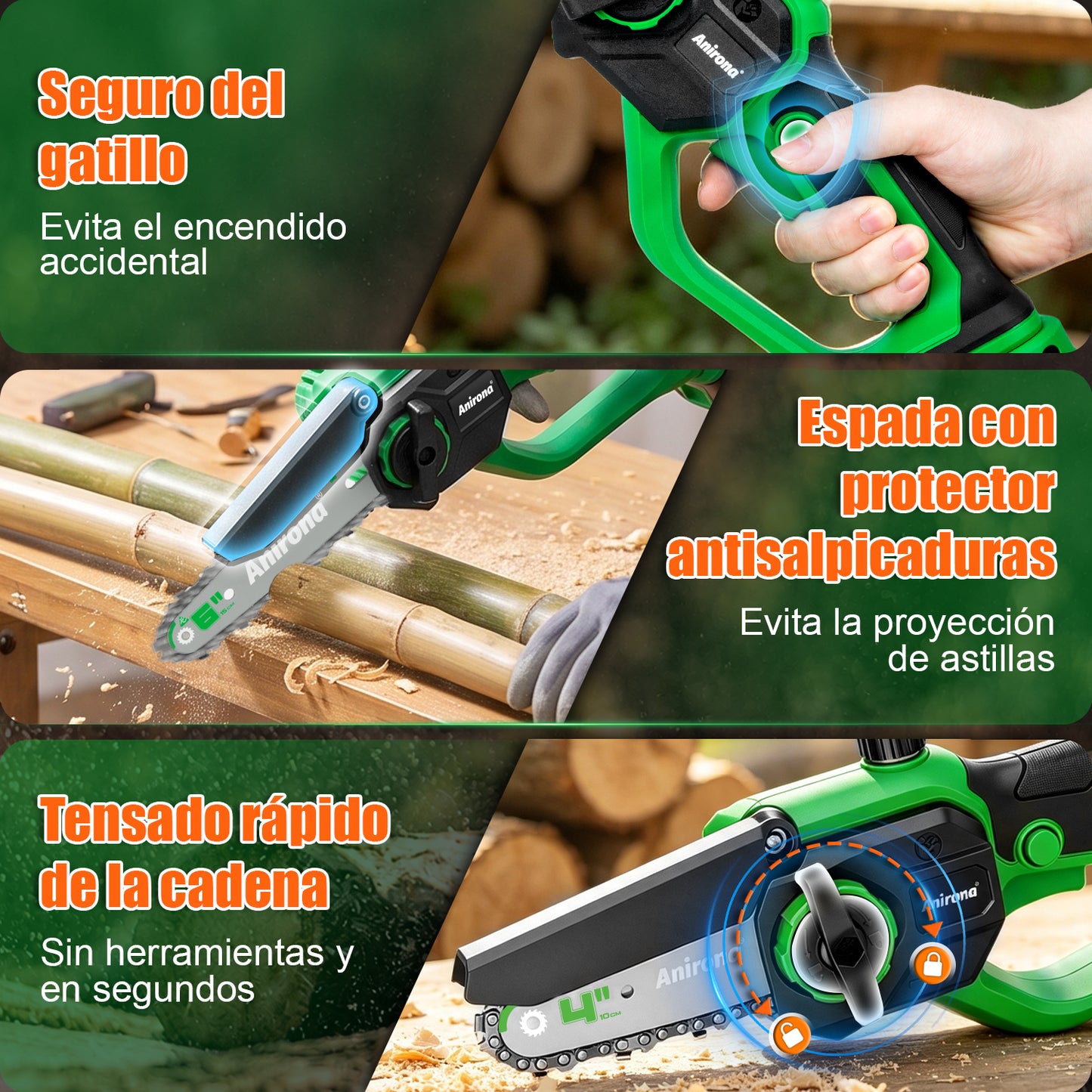 Motosierra Eléctrica Inalámbrica Anirona 20v Con 2 Baterías AA20-CS55