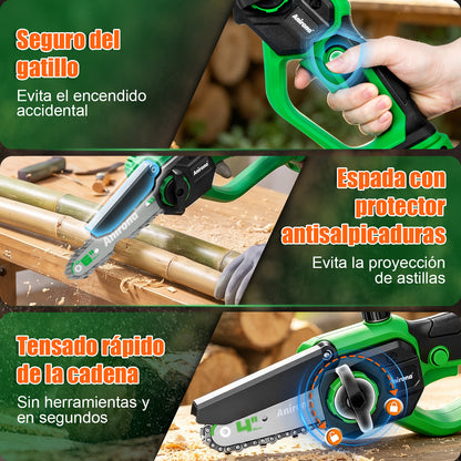 Motosierra Eléctrica Inalámbrica Anirona 20v Con 2 Baterías AA20-CS55