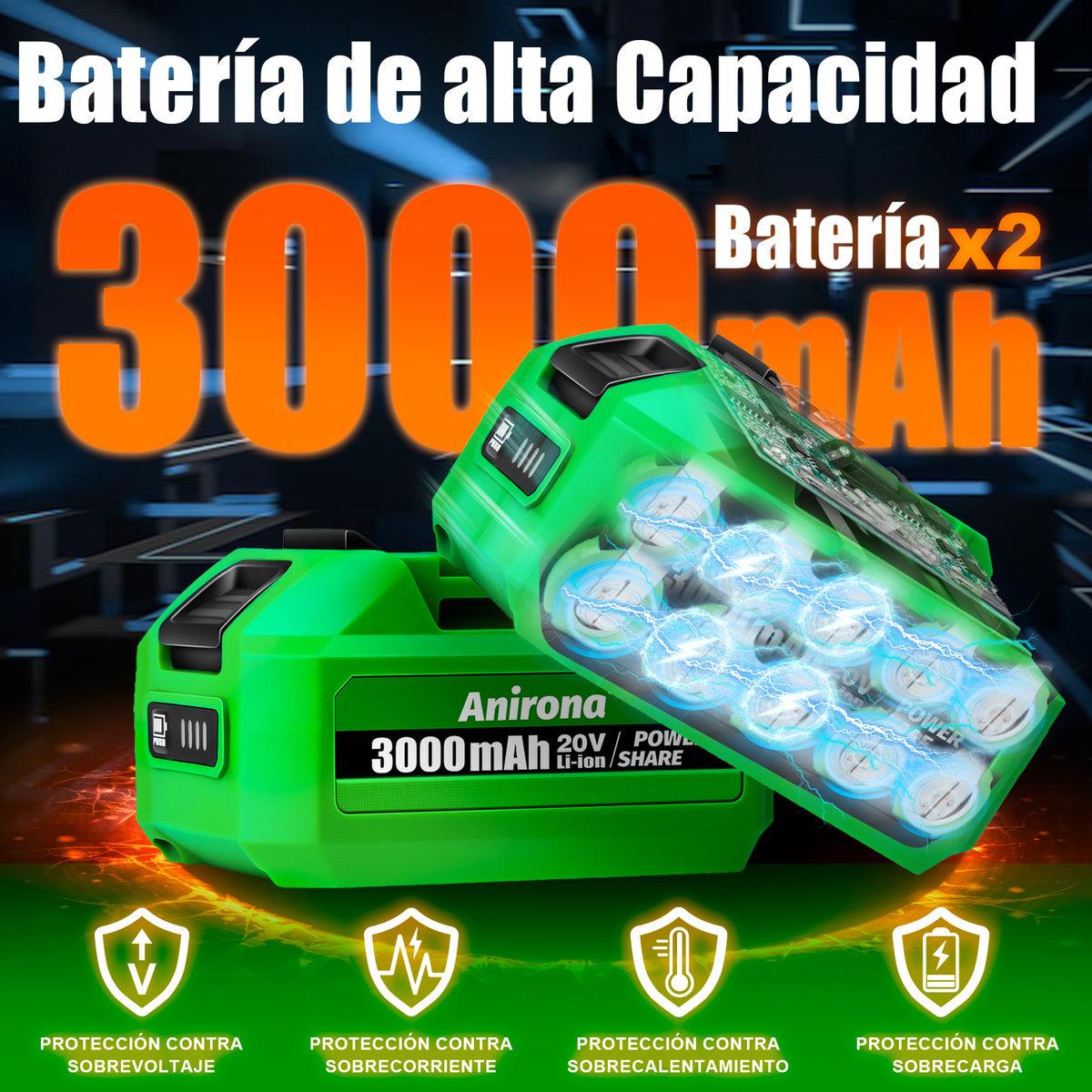 Taladro Rotomartillo Inalámbrico 20v Brushless Con 2 Batería AA20-D605P