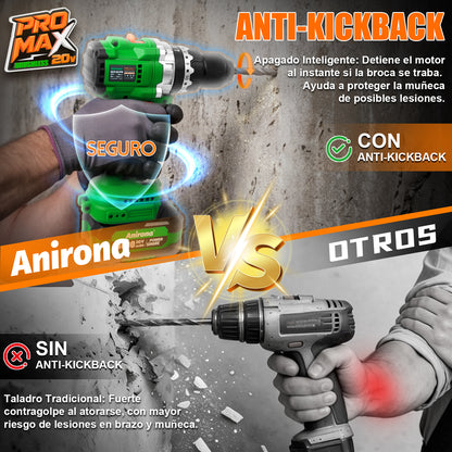 Taladro Inalámbrico 150nm Brushless 1/2'' Anirona Promax 4ah AA20-D617PM